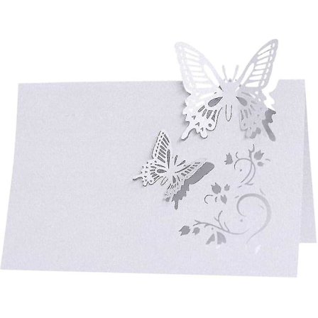 Förpackning med 50 Placeringskort Bröllop Fjäril Namnkort Placeringskort För Bröllop Födelsedag Konfirmation Vit