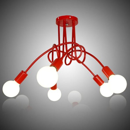 5-armet loftlampe industriel vintage hængelampe rød lysekrone til soveværelse køkken entre