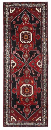Hamadan Matot Käsinsolmittu 110X314 Käytävämatto Matto Musta/Tummanpunainen Persia