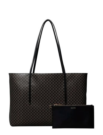Emblem Aop Tote W/ Pouch Black Calvin Klein