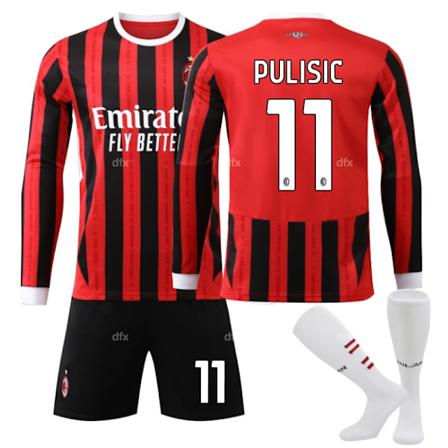 AC Milan Lasten Kotipeli 2024-2025 Syksy Ja Talvi Nro 11 Sukat + Varsi 2XL PULISIC No 19 socks + Guard 2XL