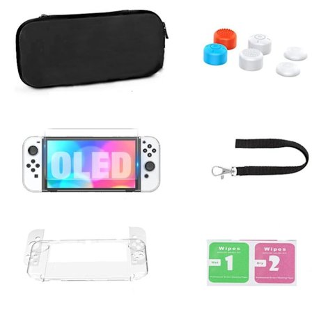 Musta Nintendo Switch -säilytyslaukku pelikonsolille, konsolikahvan lisävarusteet, suojakuorisetti, Switch-suojus