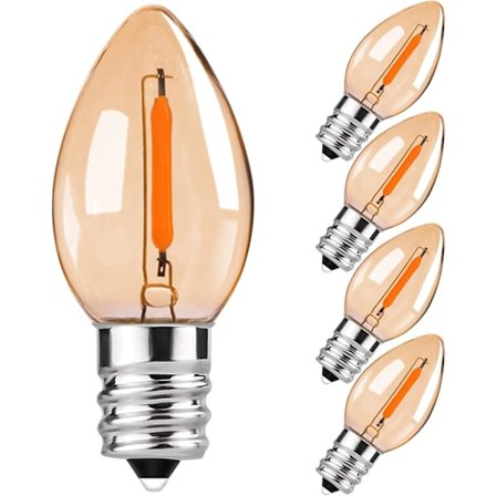 0.5W E14 C7 LED filament pendel lys, liten skrusokkel Edison vintage nattlys, ultra-varmt hvitt lys 2700K, 5-pakning