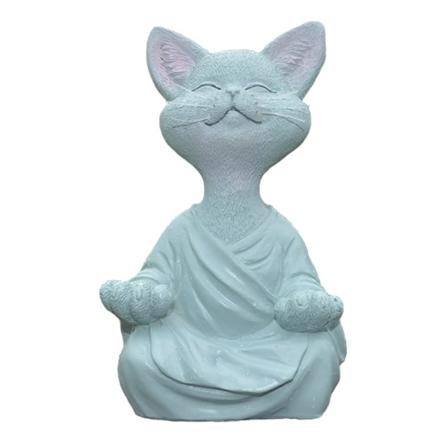 Meditation Kitten Resin Ornament, 12,5*8*5,5cm Grå 1 Styck