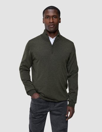 Shaping New Tomorrow - Seamless Premium Merino Knit Half Zip - Green Night - Herre - Størrelse L
