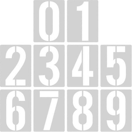 20 cm (8) Store Tal Skabeloner, 0 til 9 Tal Template Plast Genanvendelig Kantsten fg2025031702342