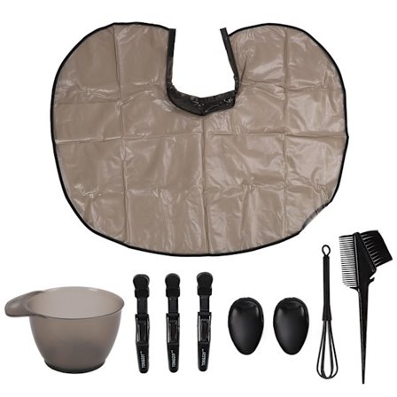 Hårfarvesæt med børste, mixer, ørebeskyttere, farveskål, kappe, hårklemmer, hjemmesalon hårfarveværktøjer
