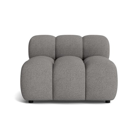 Puffy 1-Sitzer-Modul Sofa in Loop Grau, modernes Design mit gerippter Struktur, bequeme Nozag-Federung, modulares Element, Breite 64cm.