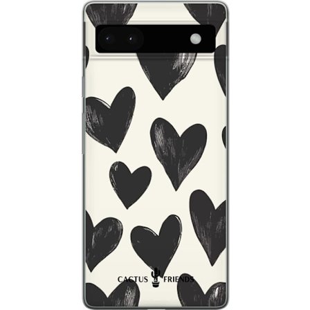 Kompatibel Mobilcover til Google Google Pixel 6a Cactus and Friends - Bold Black Love Pattern