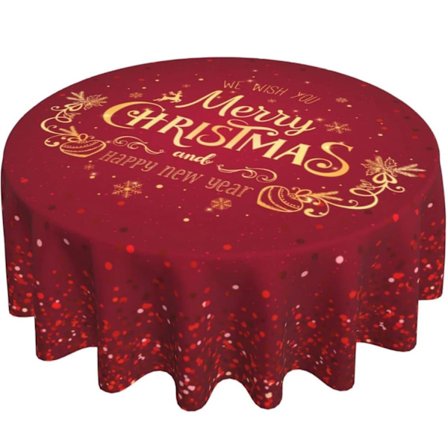 Juledug Rund Julemand Snemand Snefnug Dekorativ Rød Rund Dug til Hjem Køkken Spisning Picnic Fest