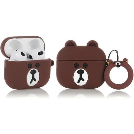Passar Airpods 3:e generationen 2021, Silikon Tecknad Sött Fodral Skyddande Stötsäkert Skal för Airpods 3 BrownBear