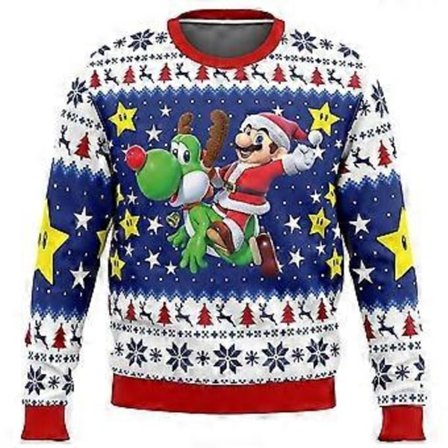 Mario Kart Ful Jultröja Present Jultomte Tröja Herr 3d Sweatshirt Och Topp Höst Och Vinter (M stil 1)