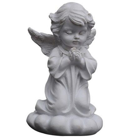 Vit Baby Prayer Angel Statyer Ornament Hem Desktop Decor Resin