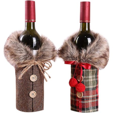 Juldekoration för flaskor - Festlig restaurangvinflaska passar tomteluva flaskpåse present