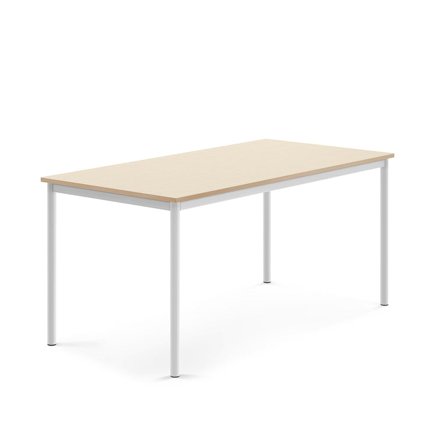 Bord BORÅS, 1600x800x720 mm, hvidt stel, højtrykslaminat, birk