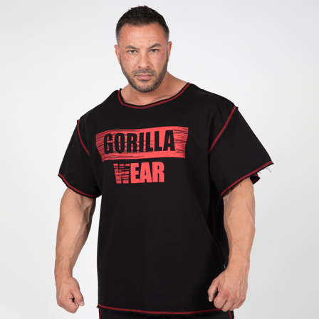 T-shirts Gorilla Wear Wallace Workout Top, Sort/Red - Bodyman.dk