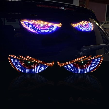 Dynamiske Demon Eye LED-forrudelygter - USB-styrede dekorationslygter til lastbil/bil med trykknapkontakt (blå)