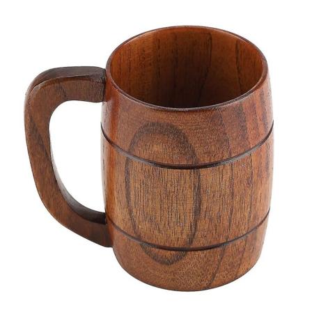Trebeger - Naturlig Trebeger Retro Vintage Trebeger Øl Kaffebeger Med Håndtak Trebeger For Drikking Rødvin Kaffe Te Melk Høyde: