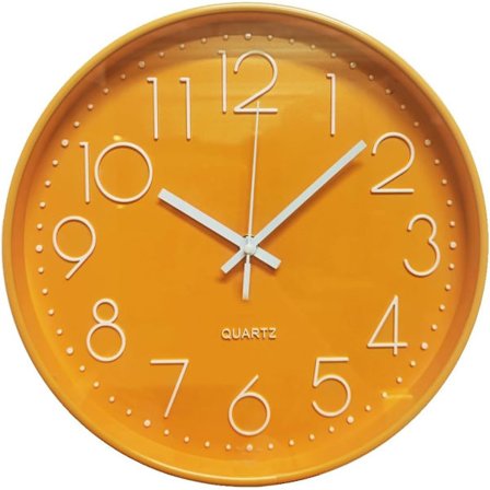 Stille Væg Ur 30 cm Køkken Ur Quartz Batteridrevet Rundt Moderne Hængeur til Kontor Klasseværelse Stue Soveværelse (Orange)