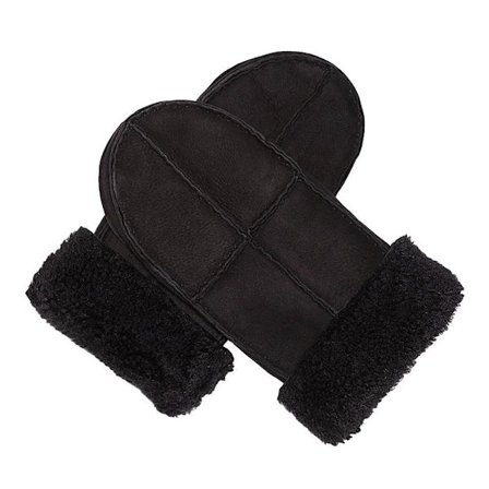 Aitoa lampaannahkaa olevat nahkakäsineet - Naisten musta iso