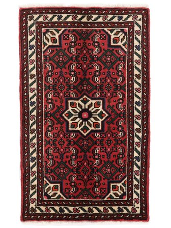 60X95 Tappeto Orientale Hosseinabad Nero/Rosso Scuro (Lana, Persia/Iran)