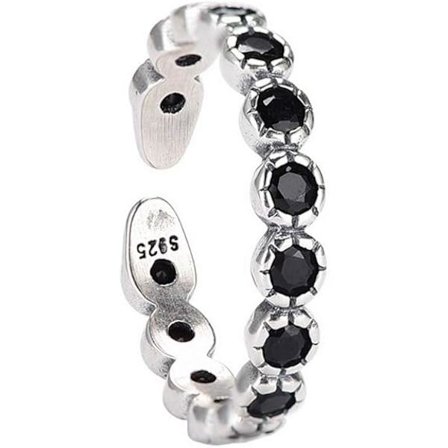 925 Sterlinghopea Enkel Design Kuutiollinen Zirkonia Avattavat Sormukset Säädettävät Naisille Tytöille