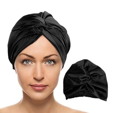 Luksuriøs Satinhætte 2-i-1 - Sovehætte & Badehat til Langt og Krøllet Hår_TF_TF