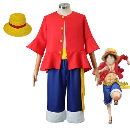4 stk Luffy sett Halloween anime kostyme for barn voksen