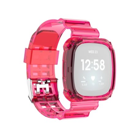 För Fitbit Versa 3 / Fitbit Sense Transparent TPU- watch i ett stycke