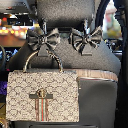 2 bilkrokar Bilsäten Personlig båge Små krokar Bil bakre rad interiör förvaringsartefakt (svart)