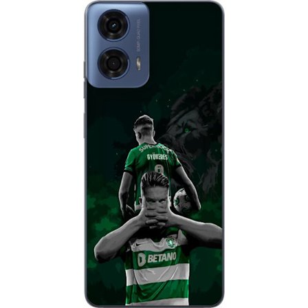 Yhteensopiva Puhelinkuori Motorola Moto G04 Neonmotiivi, jossa teksti "Gaming is in my DNA" sinisenä ja punaisena tiiliseinällä, jossa loistava DNA-sp