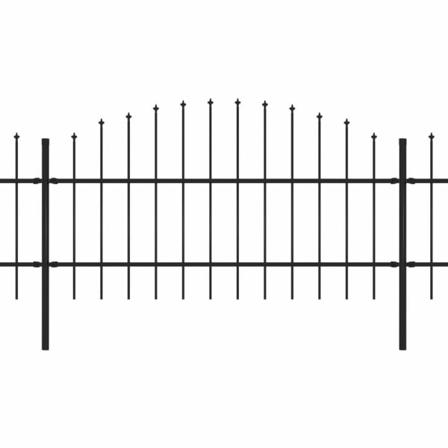 Vidaxl Trädgårdsstaket Med Spjuttopp Stål (0,75-1)x3,4 M Svart Svart