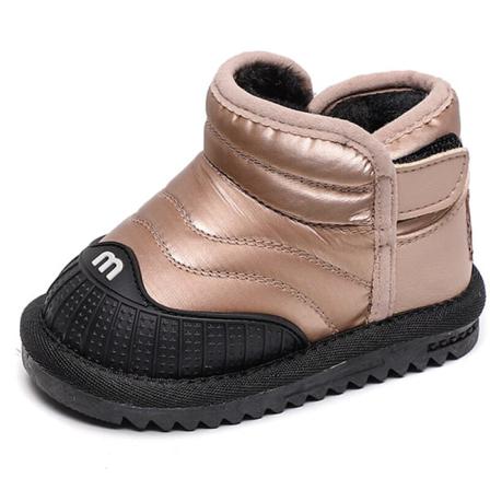 Unisex Barn Plyschfodrade Vinterskor Rund Tå Varm Kort Bootie