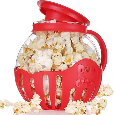 Mikrobølgeovn Glas Popcorn Popper med Silicone Låg Mikrobølgeovn Popcorn Popper med Temperatur Safe Glas