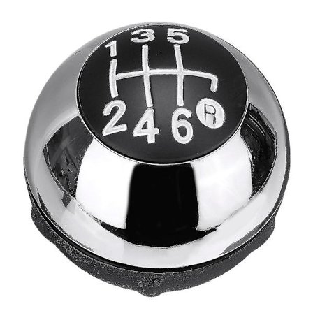 6-trins Gear Stick Shift Knob Kompatibel med Fiat 500 2012-2018 Lys Sølv Chumian {Db}