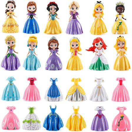 12 Prinsessor Figurer Leksak med 24 Kläder Prinsessa Deformationsleksaker Perfekt Dek-FF-