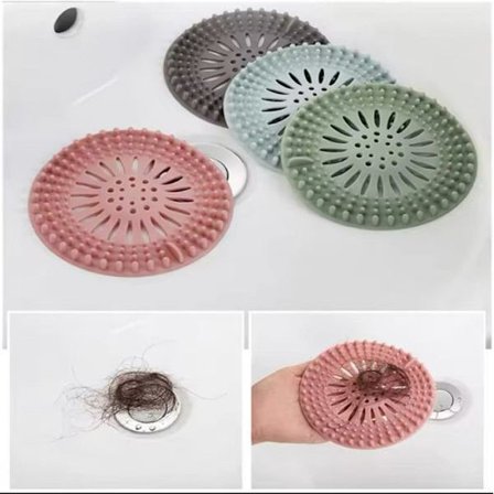 - 3-delt silikone hårfanger filter afløbsbeskytter, universal 13 cm til køkkenvask og brusebad