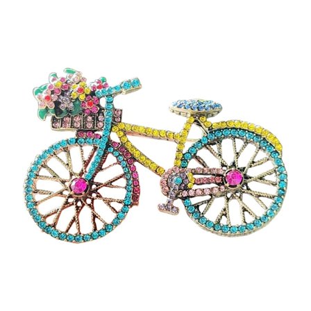 Cykelformet rhinstenbrosche til damer og piger