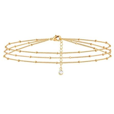 Guldtonet justerbar lamineret metalarmbånd med risperler KLB