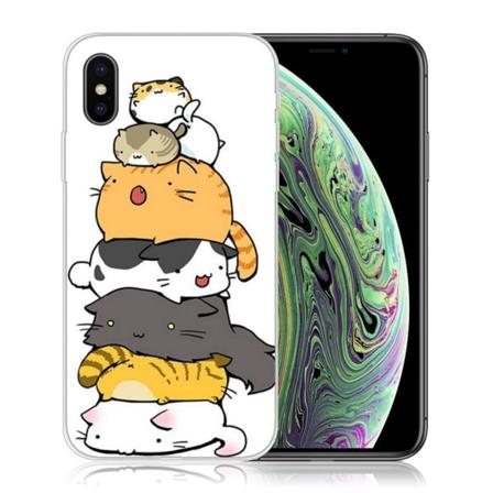 Blødt etui med mønsterprint til iPhone XS - Lovely Cats Multicolor