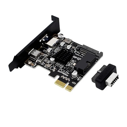 PCIE 3.0 till USB3.0 A Typ C 5 Gbps Dataöverföring Snabbladdning USB-C Controller PCI-E Typ E 19P 20P Typ E-kort Half height baffle