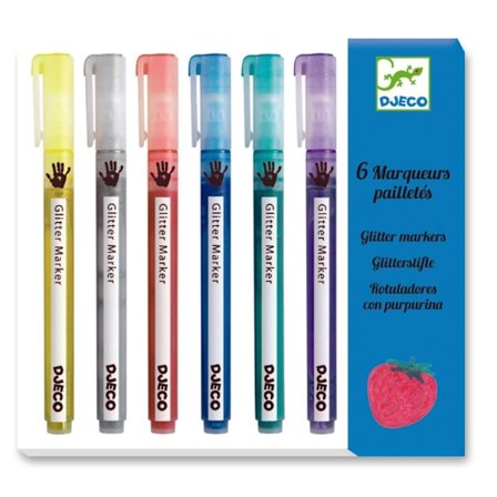 Glitterpennor, 6-pack - Djeco