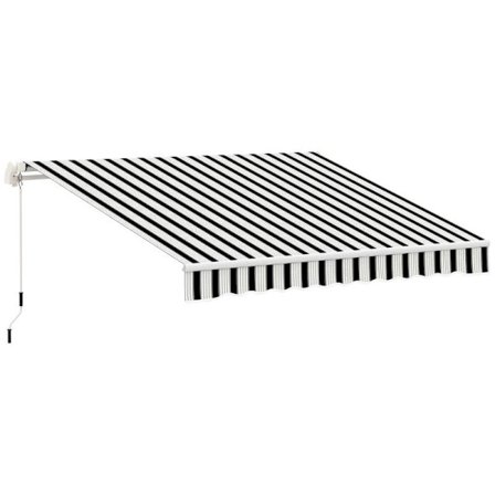 Rootz-ikkunamarkiisi - Markiisi - Aurinkosuoja - Sisäänvedettävä - Käsikammella - Metallikehys - Valkoinen/sininen - 3,95 x 2,45 x 3,50 m