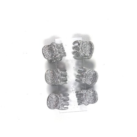 Små sølvglimmer hårklemmer 6 stk.