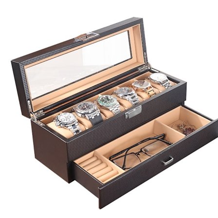 Luksuskellokotelo - Kudottu Tekstuuri (Ruskea Sisustus) 6 Paikkaa Kaksikerroksinen