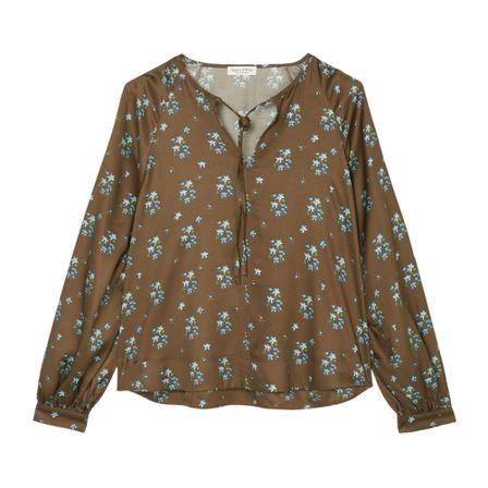 Marc O'Polo Print Bluse with voluminous sleeves Brun, Dame