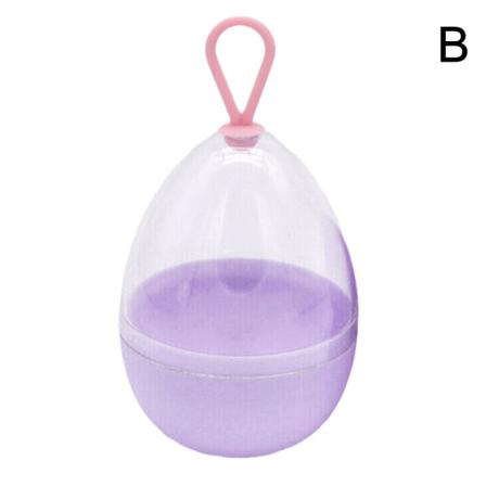 Tom Transparent Puffs Case Förvaringsväska Bärbar svamp Purple one size