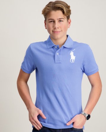 Polo Ralph Lauren Slim Fit Cotton Mesh Polo Blå Pique Gutt - Kids Brand Store