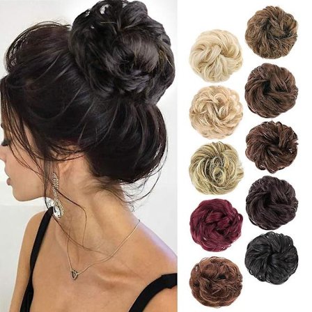 1 stk. Messy Hair Bun Hår Scrunchies Extension Krøllet Bølget Messy Syntetisk Chignon Til Kvinder Updo Hårstykke