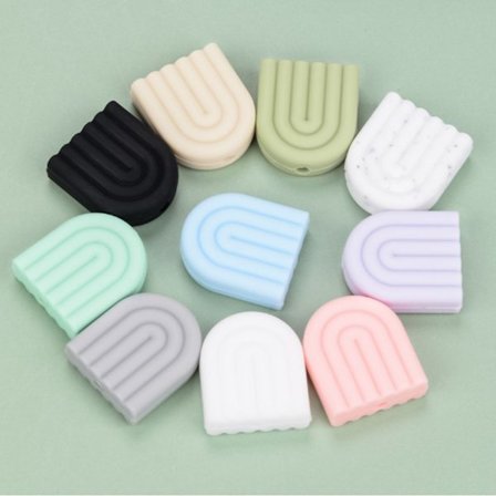 50 stk Rainbow Silikone Perler Løse Regnbue Form Perler Runde